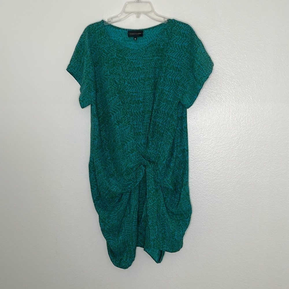 Corey Lynn Calter Side Tie Green Short Sleeve Dress Size Small
